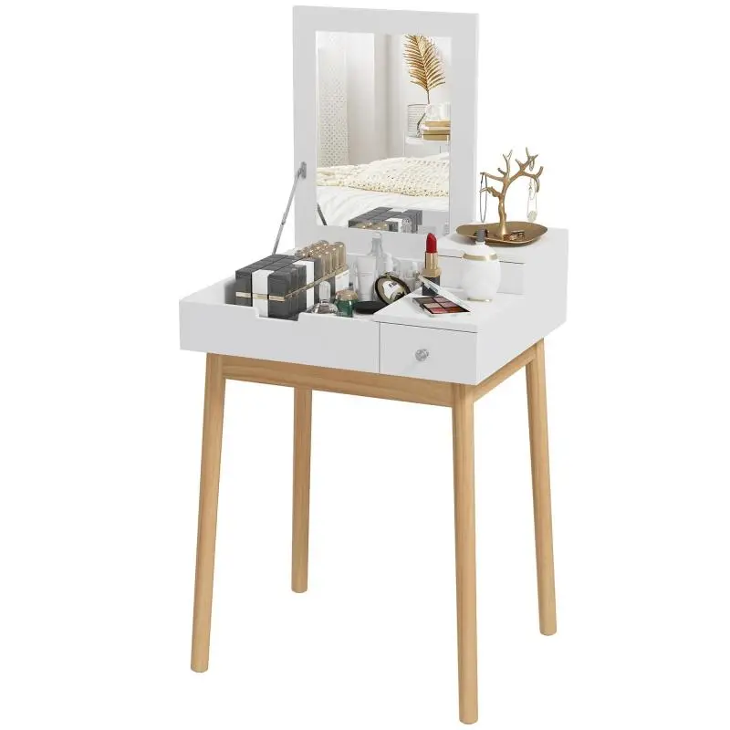 Dressing Table with Flip-Top Mirror, 60 cm, White