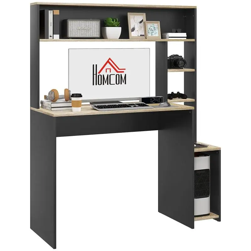 Desk with Shelves and CPU Stand, 114 cm
