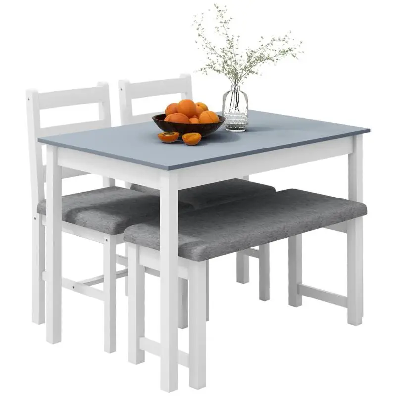 4-Piece Dining Set, Grey and White