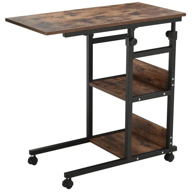 Height-Adjustable Side Table on Wheels, 80 x 40 cm
