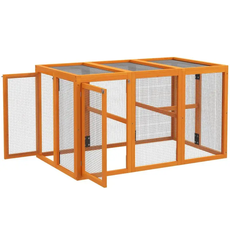 Chicken Run with 3 Perches, 140 cm