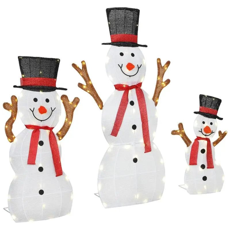 3-Piece Illuminated Snowman Family