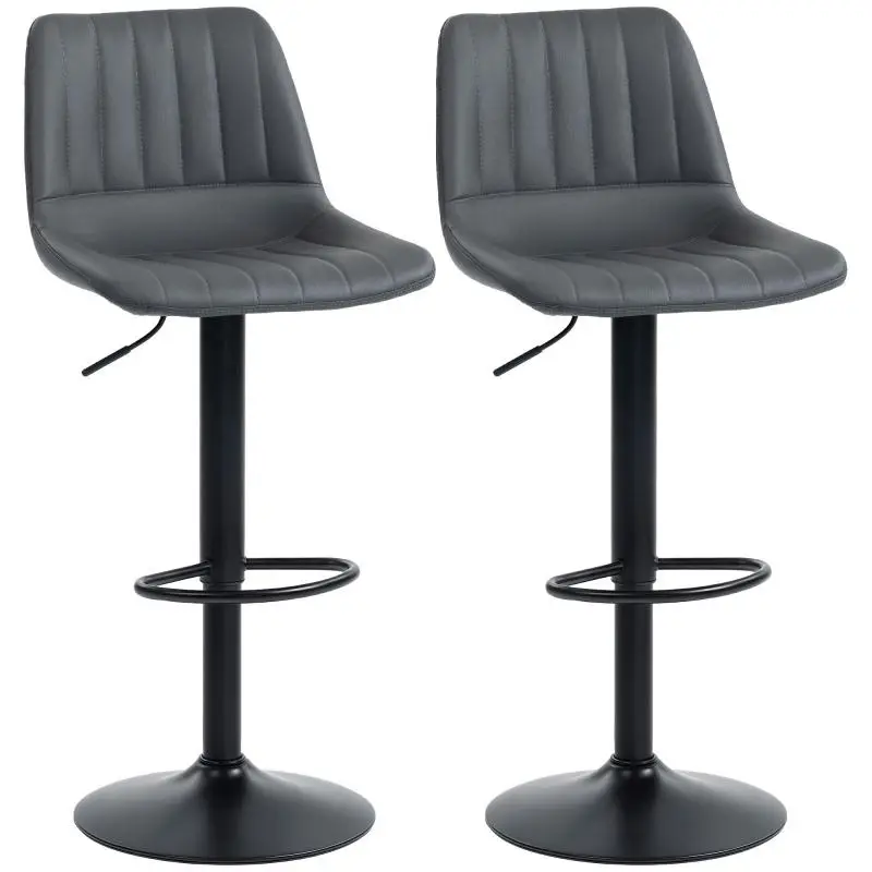 Set of 2 Retro Swivel Bar Stools with Footrest