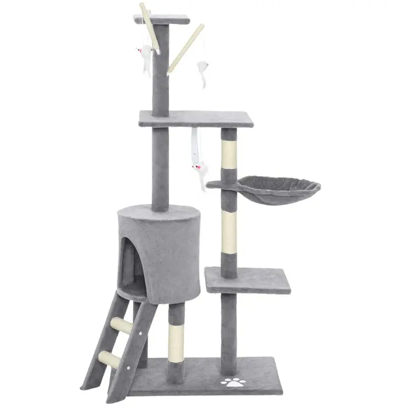 Cat Tree with Cave, 134 cm, Grey
