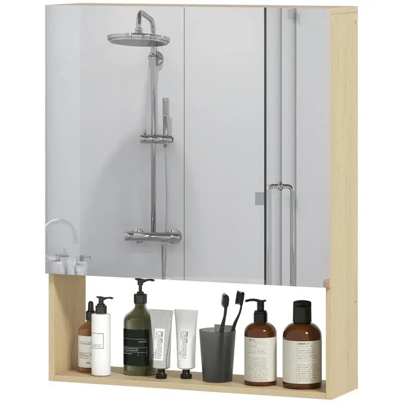 Bathroom Cabinet with Mirrored Doors, Oak