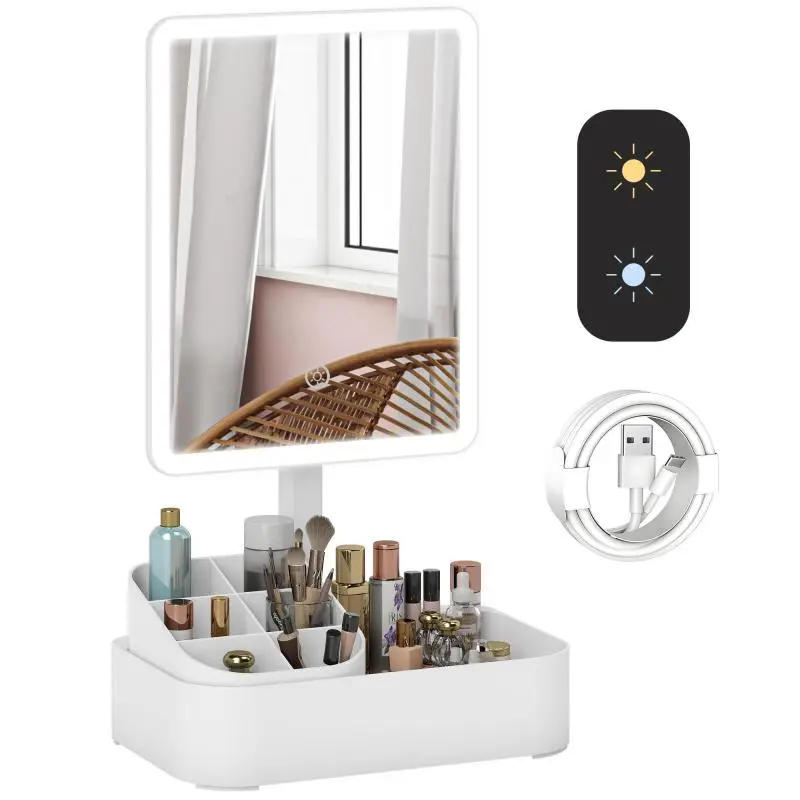Rechargeable Lighted Makeup Mirror, White