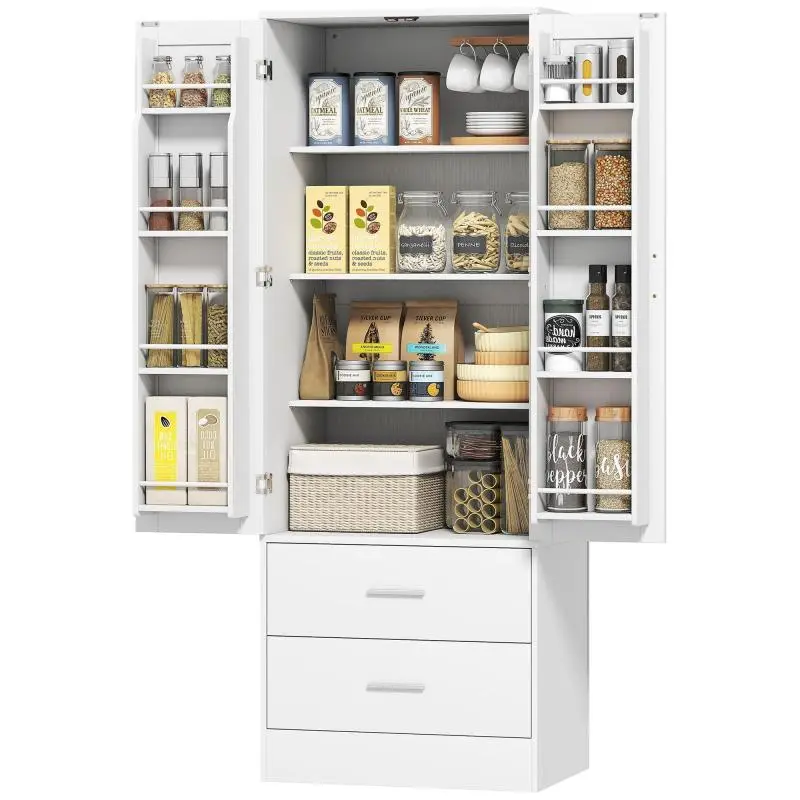 Kitchen Cabinet with 2 Drawers, 159 cm, White