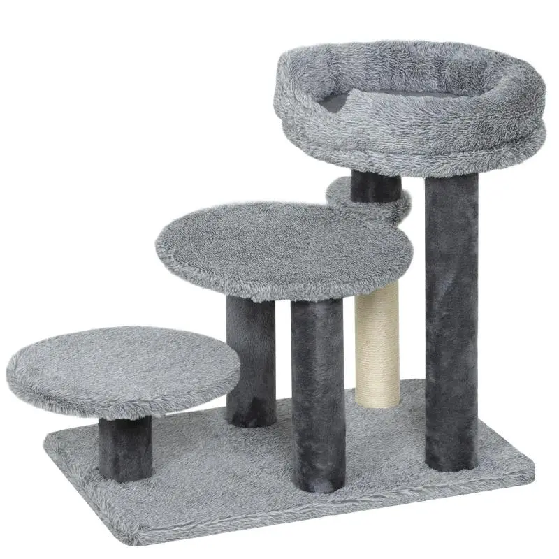 Cat Tree and Stairs with Scratching Post, Grey