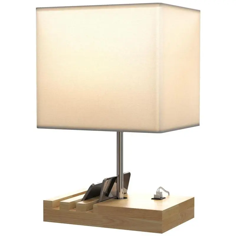 Bedside Lamp with USB Ports and Storage Compartments