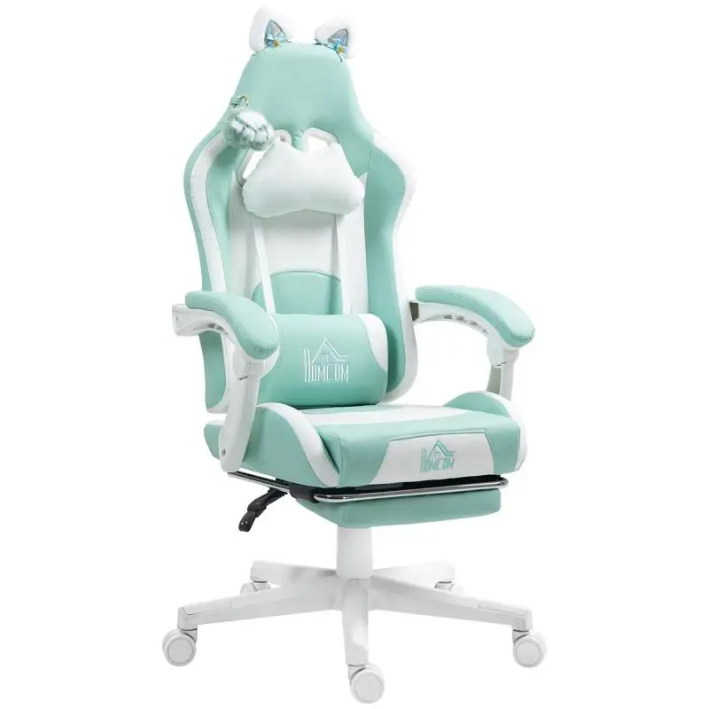 Gaming Chair with Cat Ears and Footrest