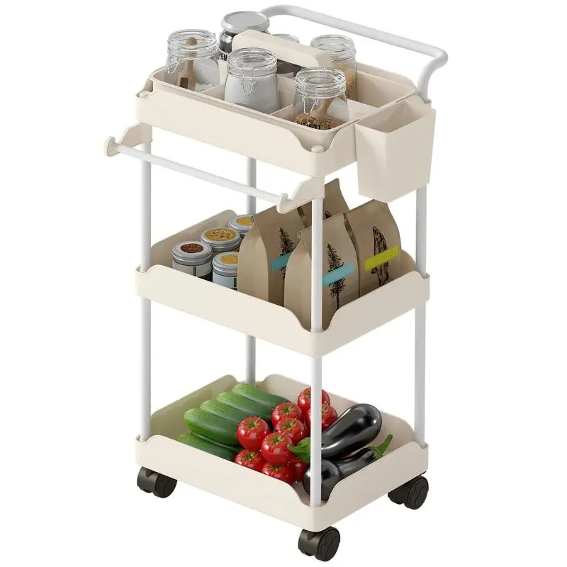 Storage Cart with 3 Baskets and Towel Holder