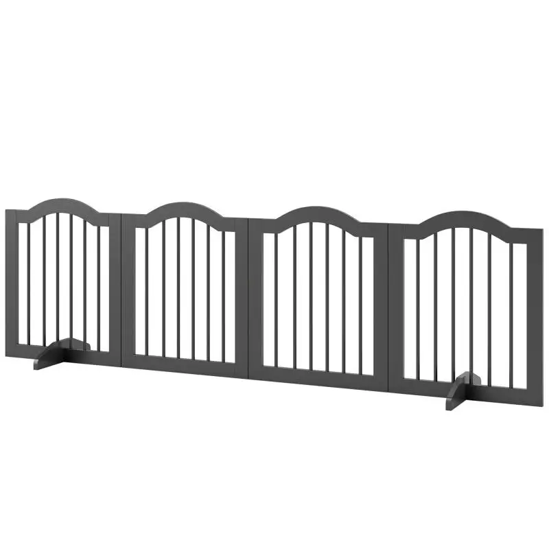 Foldable Dog Barrier, 4 Panels, Black