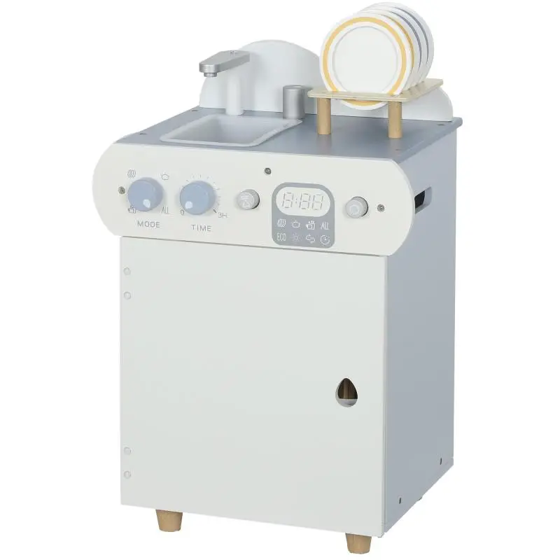 Wooden Toy Sink and Dishwasher Set, 32 Pieces