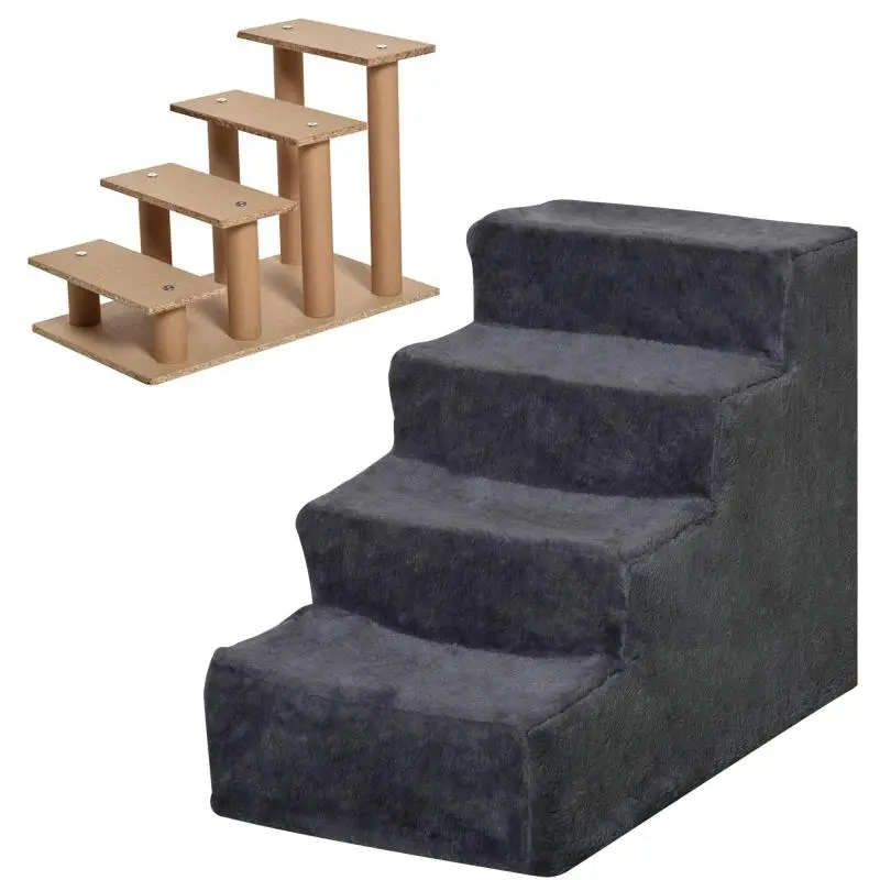 4-Step Dog Stairs with Removable Cover, 44 cm