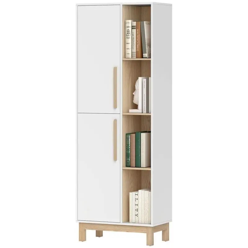 Tall Bookcase with 4 Open Shelves and 2 Cabinets