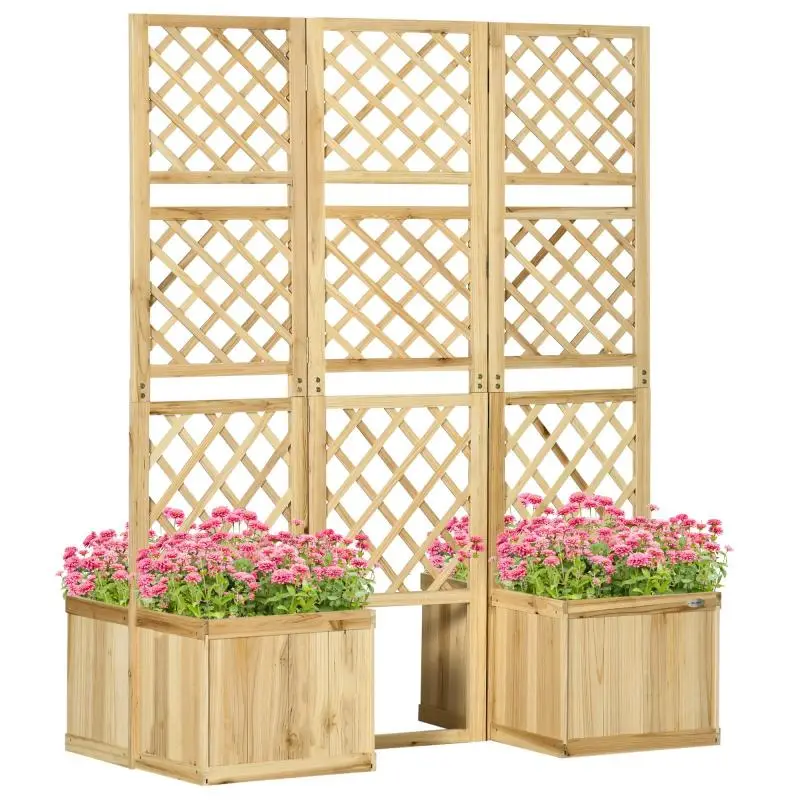 Folding Garden Privacy Screen with Planters