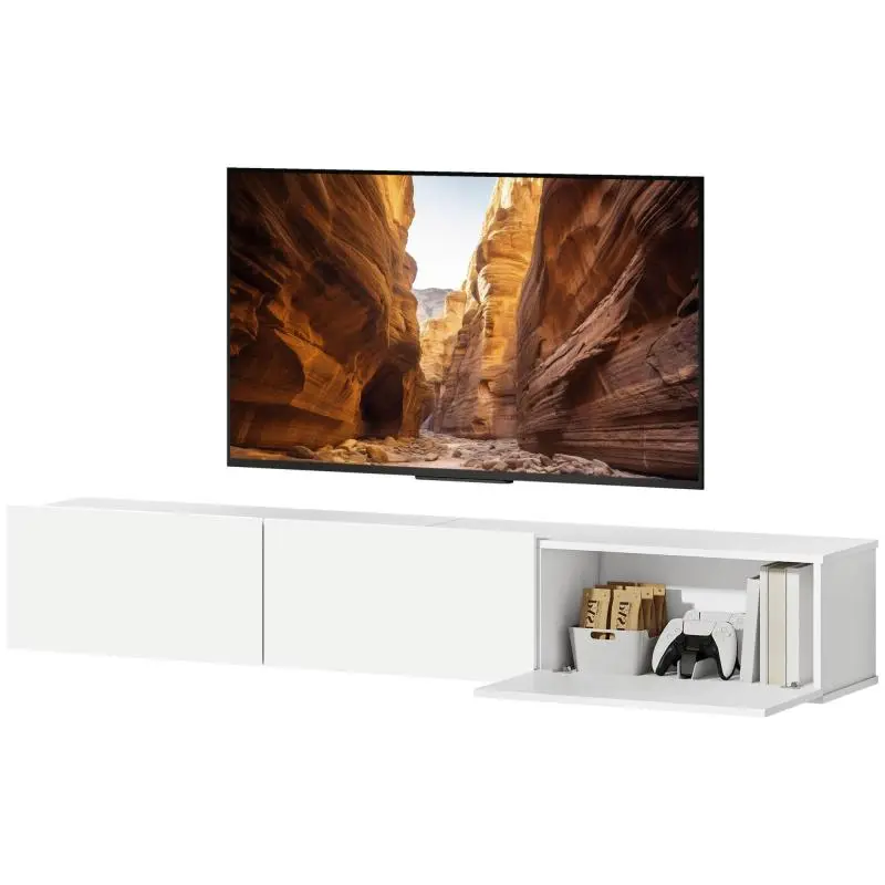 Wall-Mounted TV Cabinet, 180 cm, White