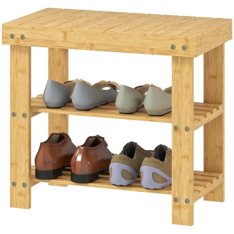 Bamboo Shoe Bench, 50 cm, Natural
