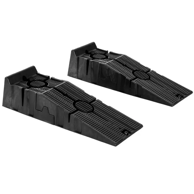 Set of 2 Portable Plastic Ramps, 3 Ton Load Capacity, for Standard Cars and Small Vans, 91x30x21 cm, Black