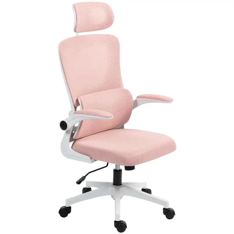 Adjustable and Reclining Office Chair with Removable Headrest, Mesh Fabric, 60x59x114-122 cm, Pink