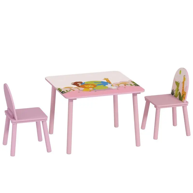 Children’s Table and 2 Chairs Set Pink