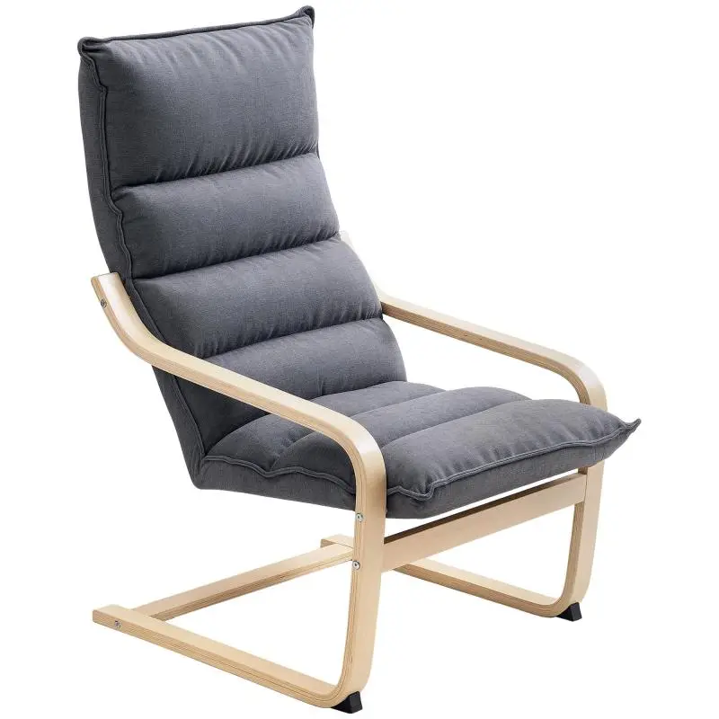 Rocking Chair with Wooden Armrests Grey