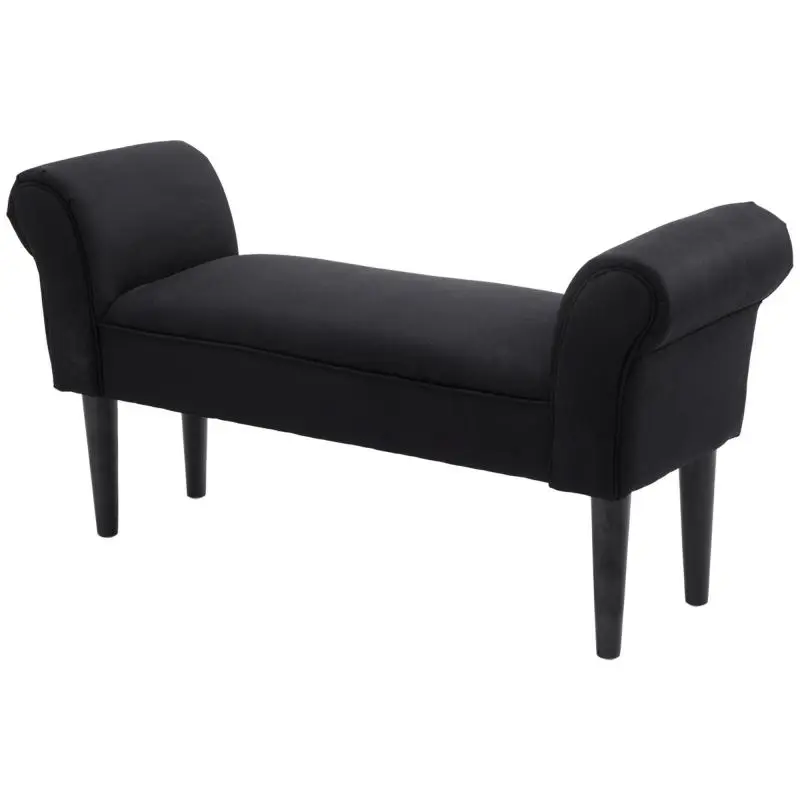Upholstered End-of-Bed Bench with Rolled Arms