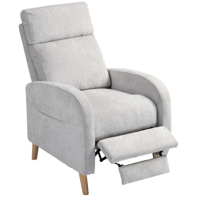 Recliner with Footrest, Light Grey
