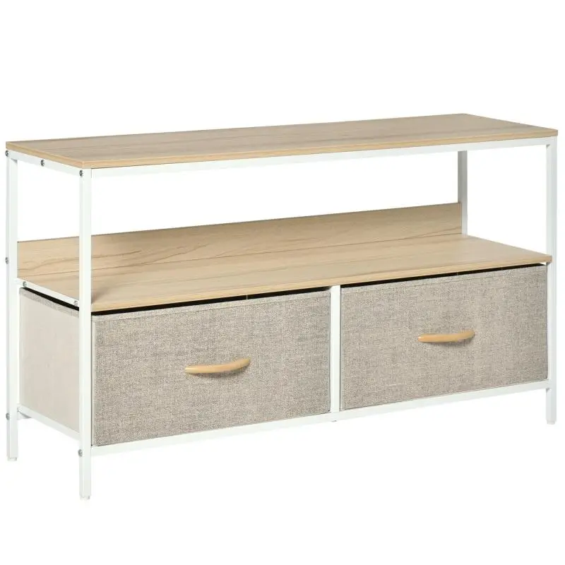 TV Stand with Foldable Fabric Drawers, 98 × 29 × 56 cm