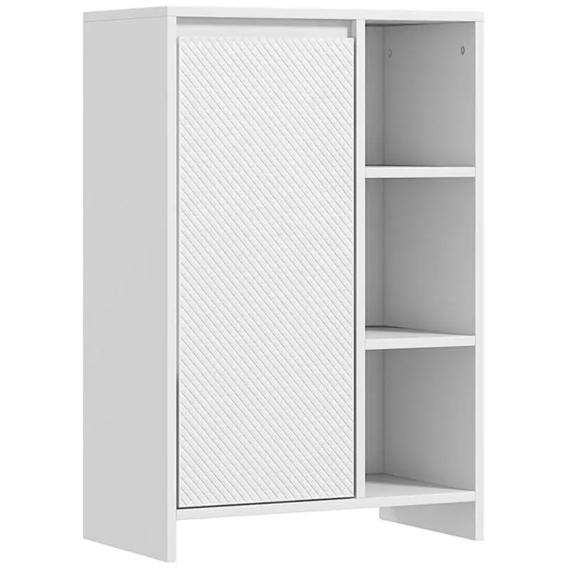 Bathroom Cabinet with Open Shelves and Cupboard, 53 × 30 × 80 cm