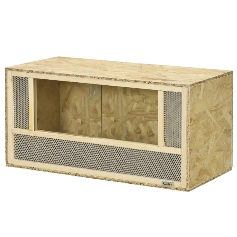 Wooden Reptile Terrarium with Sliding Glass Doors, 80 cm