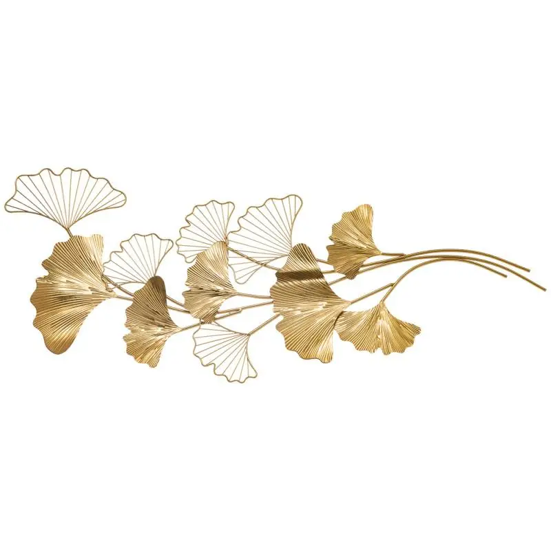 3D Metal Wall Decoration, Gold Ginkgo Leaf