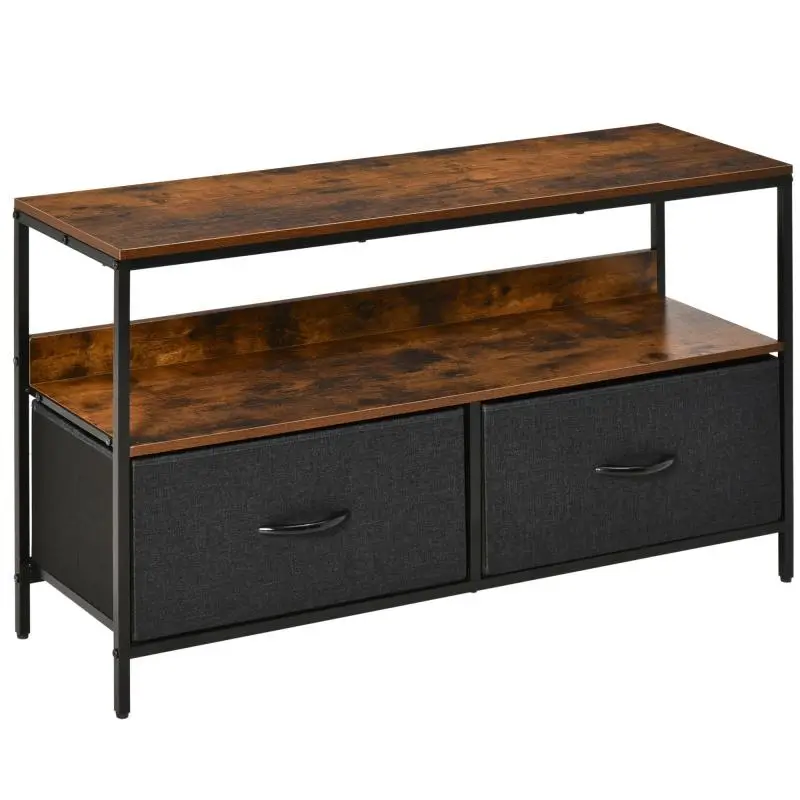 TV Stand with 2 Foldable Fabric Drawers, 98 cm