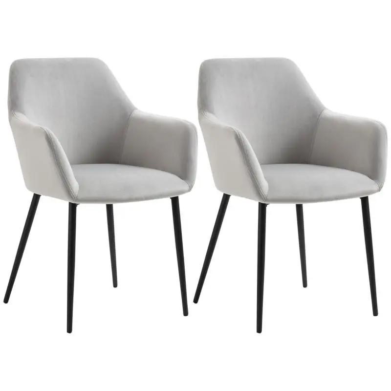 Set of 2 Dining Chairs, Light Grey