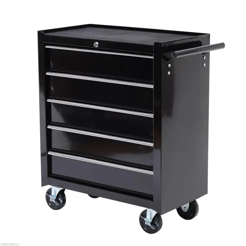 Mobile Tool Chest with 5 Drawers, Black