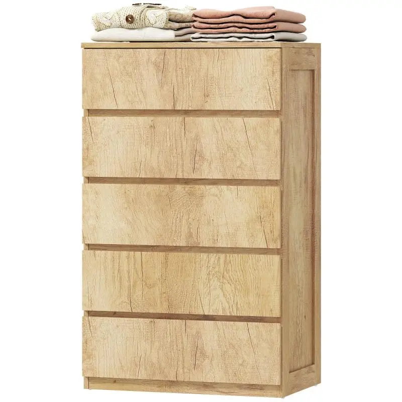 5-Drawer Chest of Drawers, Natural Wood
