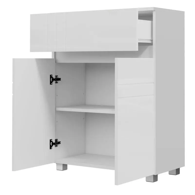 Freestanding Bathroom Storage Unit with 2 Doors and Drawer