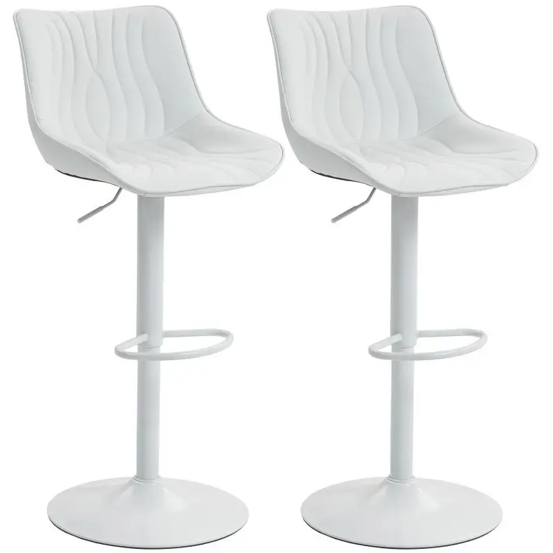 Set of 2 Adjustable Bar Stools, White
