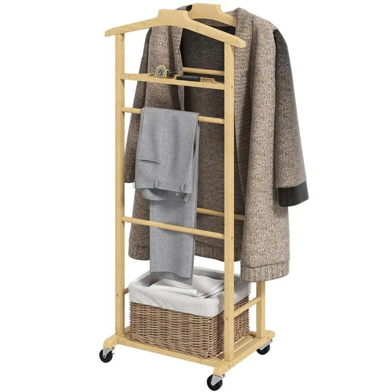 Bamboo Clothes Rack on Wheels, 47 x 33.7 x 105.5 cm
