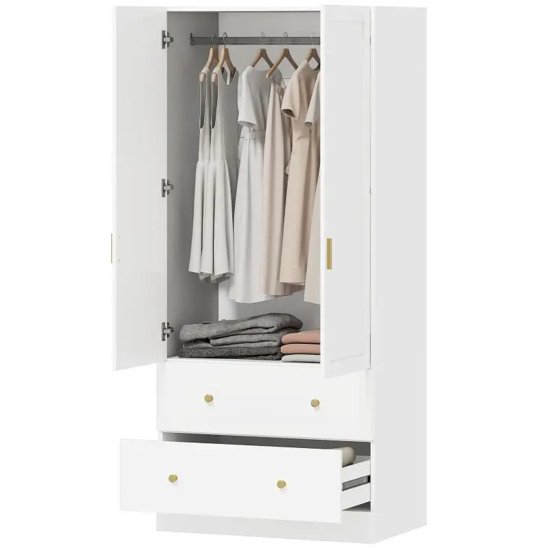 Bedroom Wardrobe with Mirror, 2 Drawers