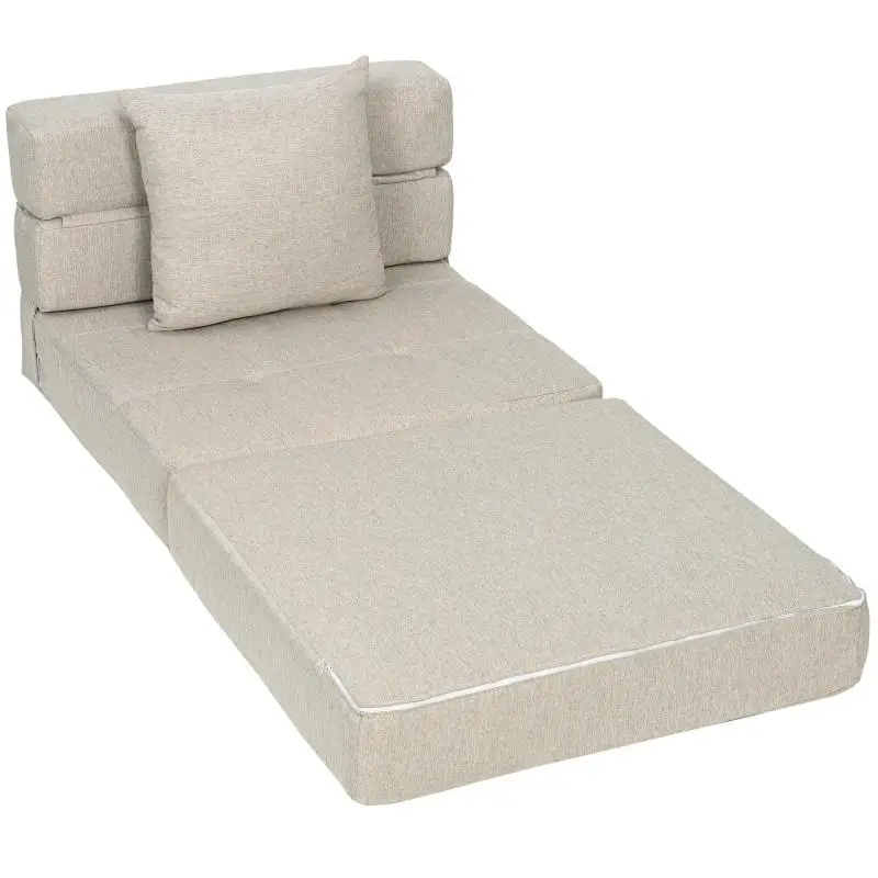 2-in-1 Convertible Chair Bed, Beige