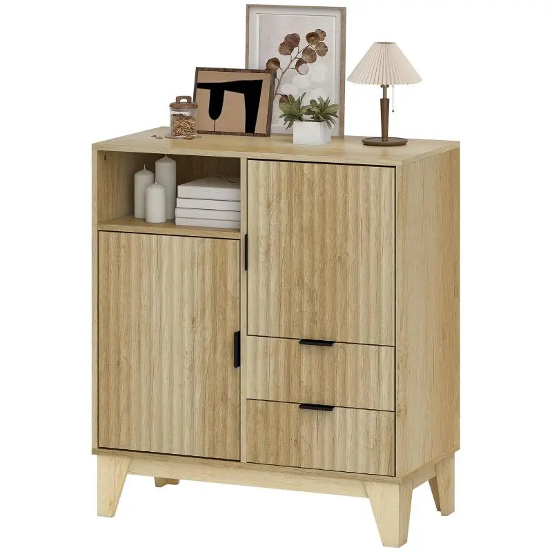 Living Room Sideboard with 2 Doors and 2 Drawers, 80 x 40 x 90 cm