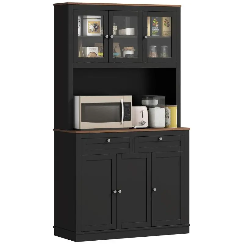 Tall Kitchen Cabinet with Worktop, 6 Doors, 2 Drawers