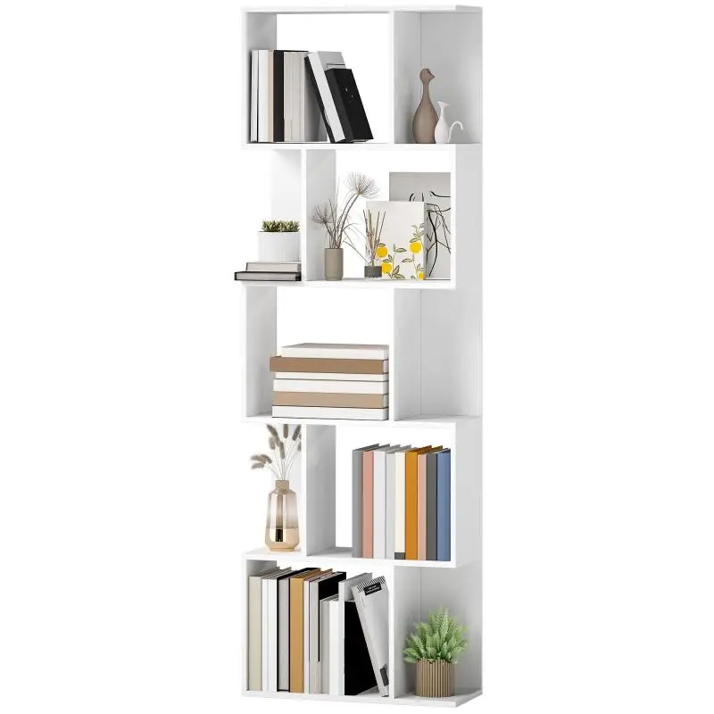 5-Tier S-Shaped Bookcase, 60 x 24 x 184.5 cm