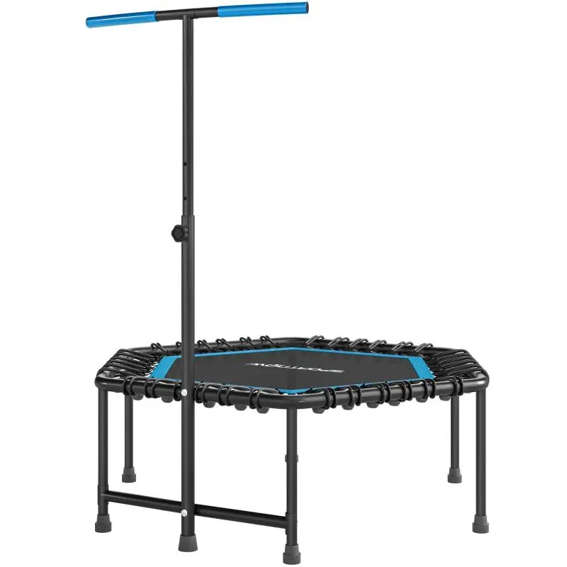 Fitness Trampoline with Adjustable Handle, 114 cm, Blue