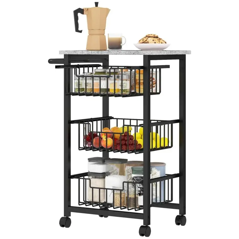 4-Tier Storage Cart, Light Grey and Black
