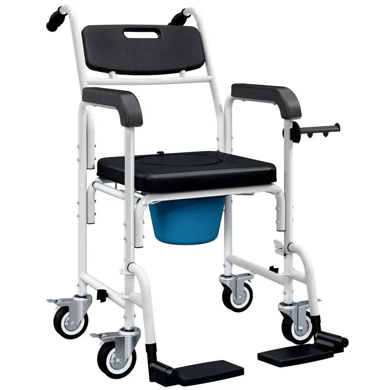 Adult Commode Chair with Wheels, 53 x 97 x 97 cm