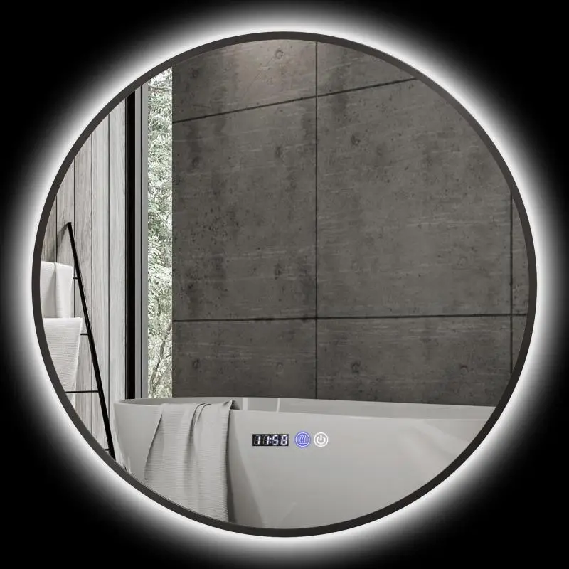 Round Bathroom Mirror with LED Lighting, 70 cm