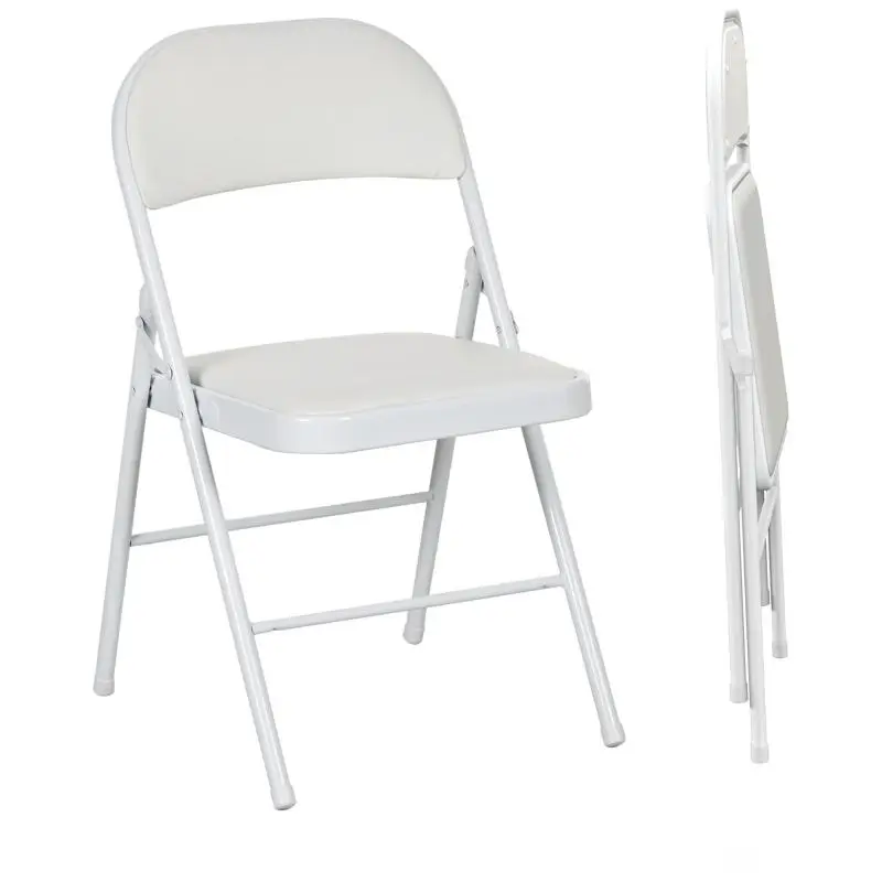 Set of 2 Folding Dining Chairs, White