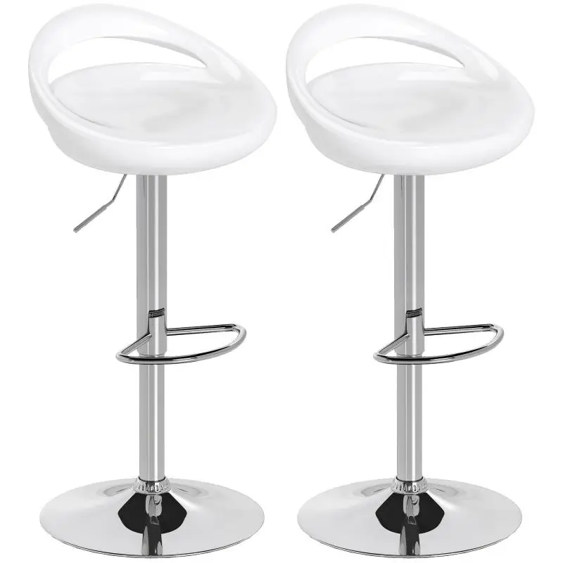 Set of 2 Height-Adjustable Bar Stools, White